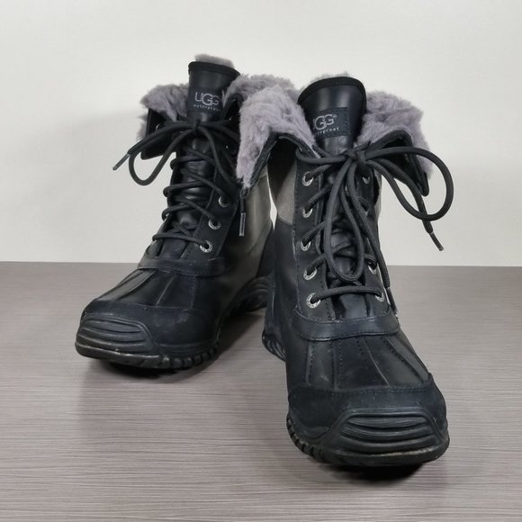 UGG Adirondack II Waterproof Boot, Black Leather, Womens Size 8.5 US / 39.5 - Picture 4 of 16